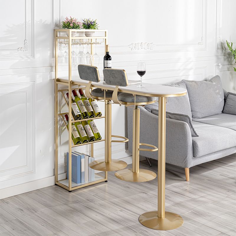 Modern 1/3 Pieces Bar Table Set Stone Counter Table with High Stools for Kitchen