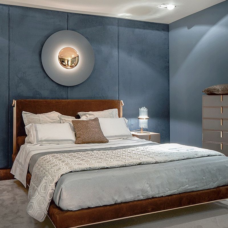 Round Shape Metal Wall Sconce Modern Style Single Light Wall Lighting Fixtures