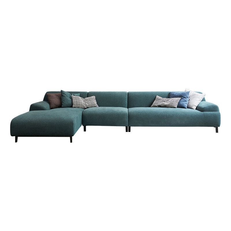 L-shape 4-seater Fabric Sectional Recessed Armed Sectional Sofa
