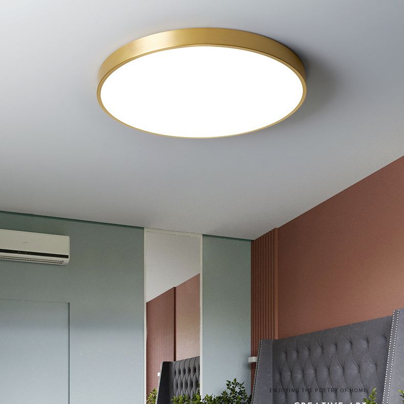 Kreisförmige Deckenleuchten im modernen Stil, 1-Licht-Acryl-Einbauleuchte aus Messing