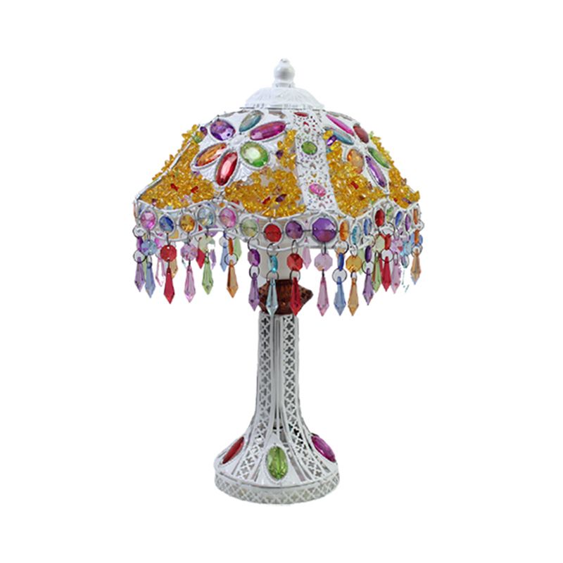 Bohemian mit einer Gekibeled -Tischbeleuchtung 1 Glühbirnen -Metall -Nachttisch Licht in Weiß/Rot/Gelb für Wohnzimmer