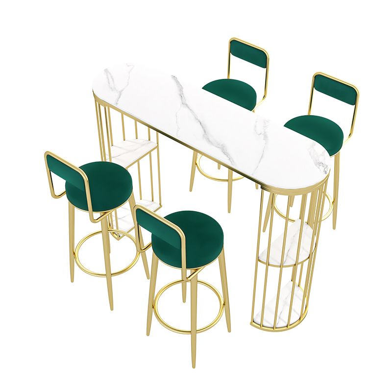 Modern Style Bar Table Oval Stone Storage Bar Table for Living Room