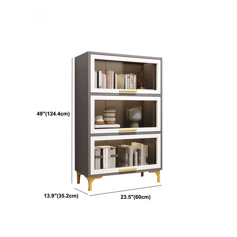 Modern Engineered Wood Bookcase White Standard Shelf with Door