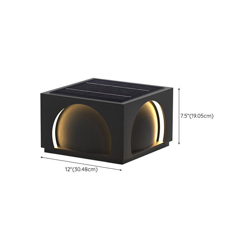 Square Contemporary Waterproof Pillar Light in Black for Courtyard