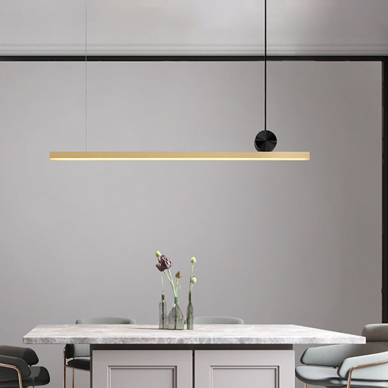 Gold Finish Linear Pendant Lighting Minimalist 34.5"/46.5" Wide LED Acrylic over Island Lighting