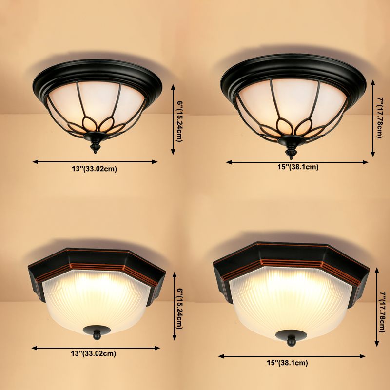 Glass Bowl Shape Flush Mount Light Fixture Simple Flush Mount Lamp