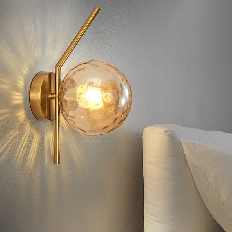 Simple 1-Light Wall Lighting Fixture Glass Spherical Wall Light for Hallway