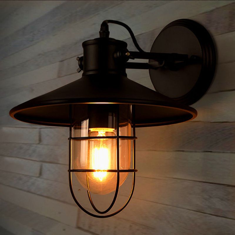 Industrial Style Iron Vanity Light Cone Shape Vanity Lamp in Black