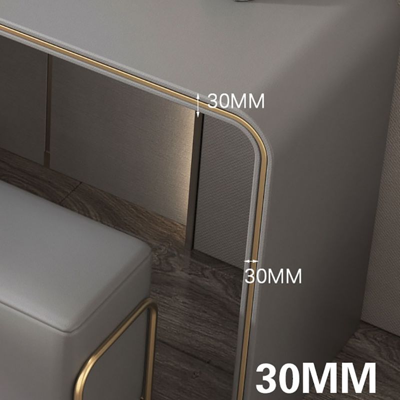 Glam Double Drawers Faux Leather Bedroom with Makeup Table and Stool Make-up Vanity