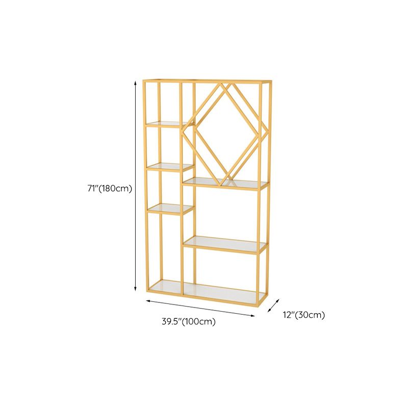 Modern Bookcase Gold Metal Open Back Shelf Bookcase with Shelves for Living Room