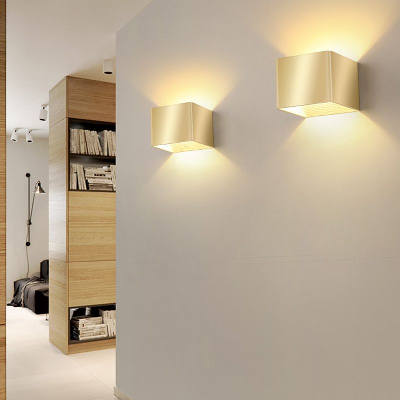 Metal Square Wall Sconces Contemporary Style 2 Lights Wall Washer Sconce