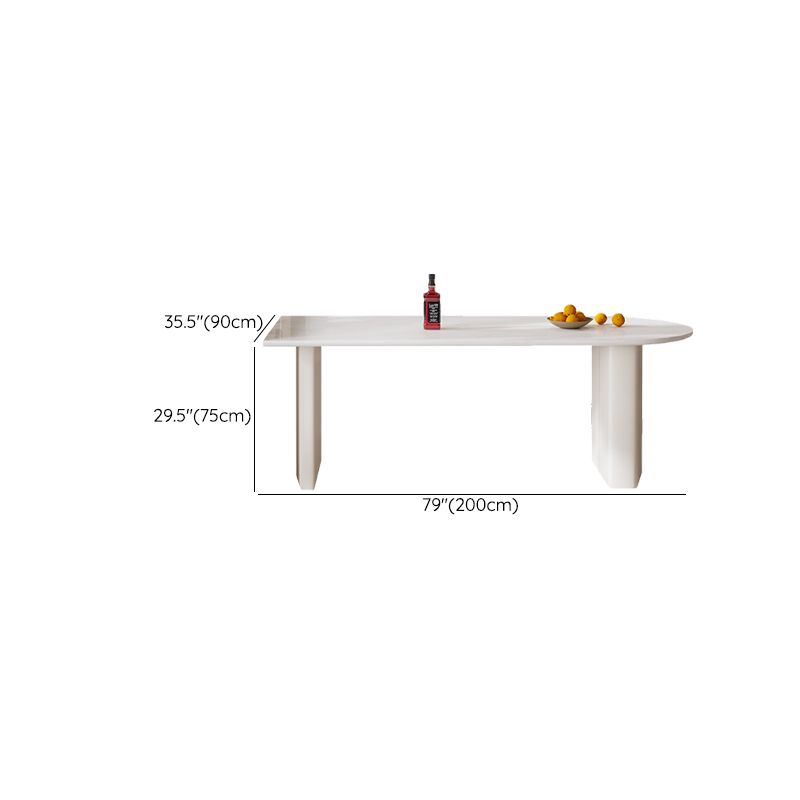 Contemporary Free Form Dining Table for Home White Dinette Table with Double Pedestal