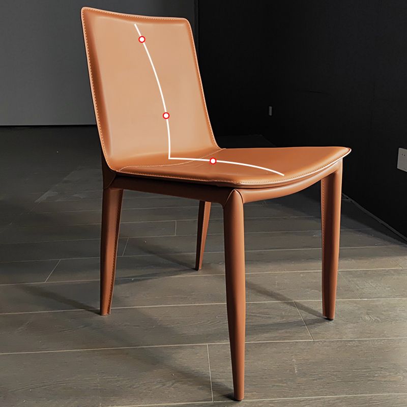 Glam Dining Room Side Chairs Leather Armless Dining Chairs for Home
