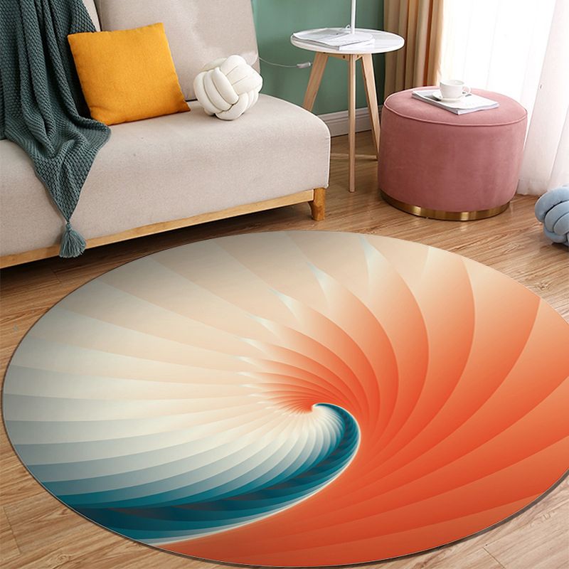Orange Modern Rug Polyester Abstract Print Rug Washable Rug for Living Room