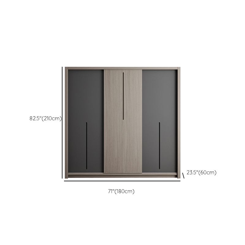 Grey Contemporary Storage Cabinet Faux Wood Cabinet with Sliding Doors