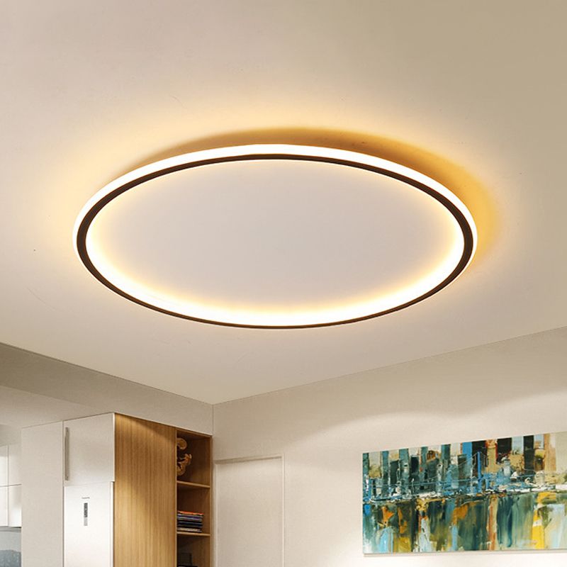 Iluminación de montaje empotrado de disco ultrafino, lámpara de techo LED empotrada de acrílico Simple para sala de estar de 16 "/19,5"/23,5 "de ancho en negro