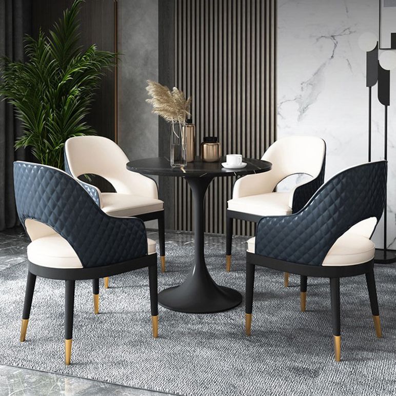 Stone Dining Table Contemporary Dining Table with Metal Pedestal Base