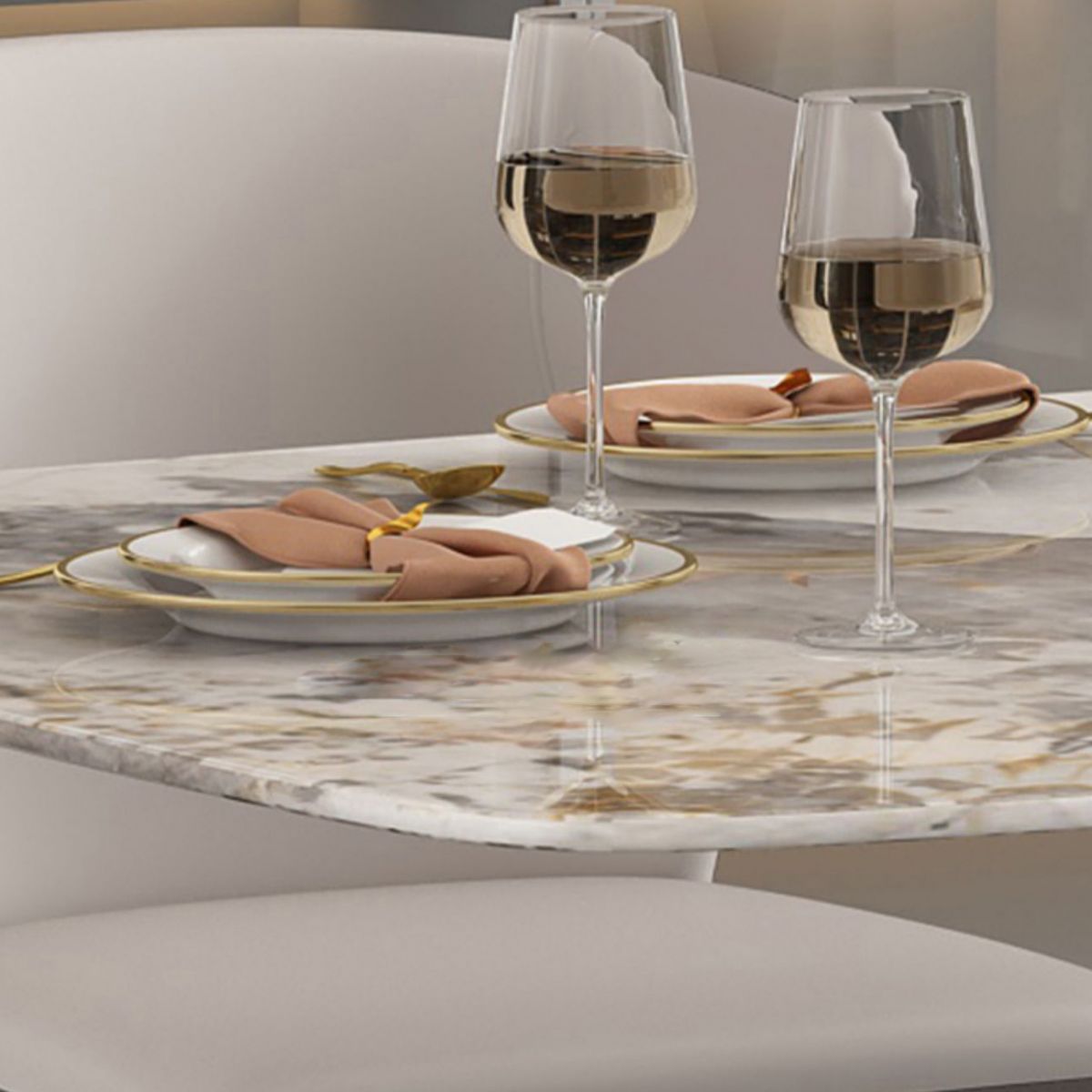 Luxury Sintered Stone Top Dining Set Rectangle 1/2/5/7 Pieces Dining Table with Chairs