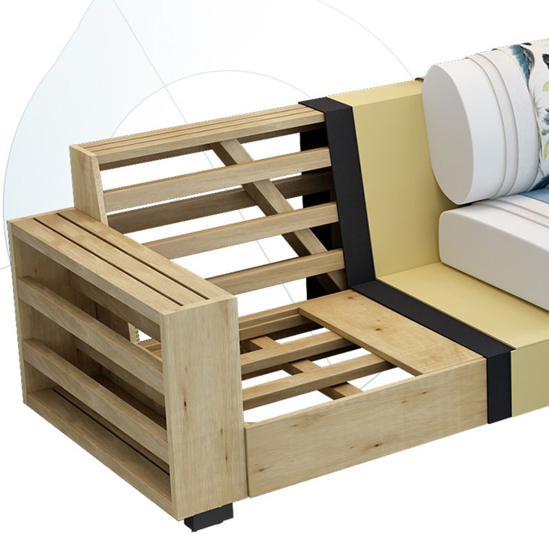 3-Seater Square Arm Pillowed Back Cushions Sectional Sofa with Chaise