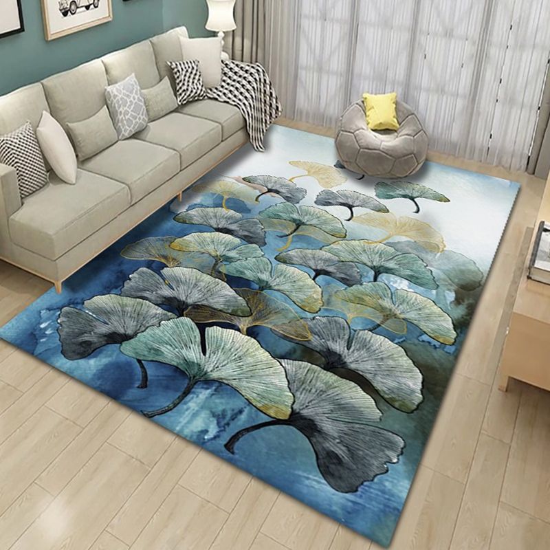 Flower Plant Rug Area Carpet Easy Care Machine Washable Indoor Rug for Decoration