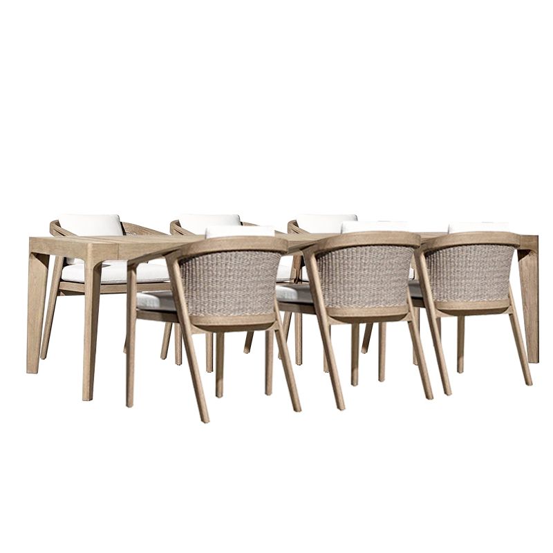 Contemporary Teak Patio Dining Chair Upholstered Outdoor Chair