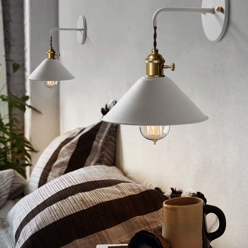 Illuminazione a parete cono cono in stile muro di metallo a montaggio per la camera da letto per camera da letto