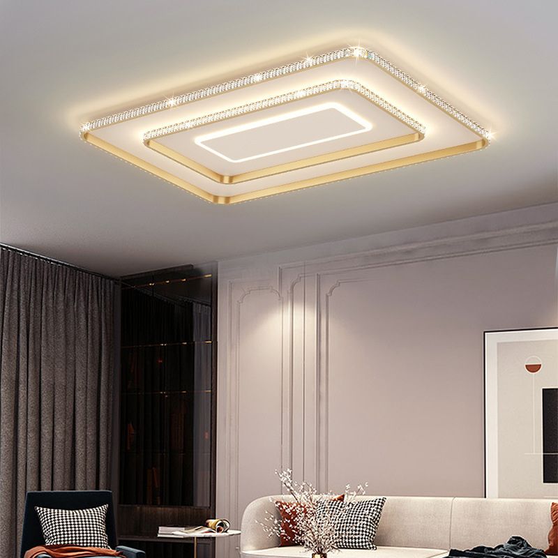 Contemporary Ceiling Light 3-Light LED Flush Mount Light with Crystal for Living Room
