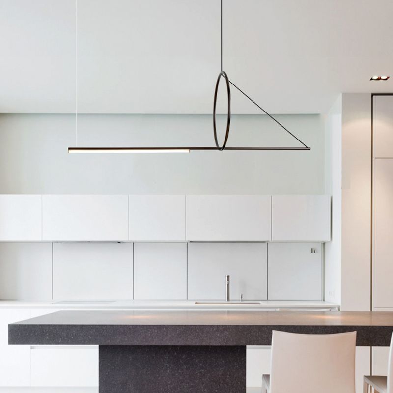 Lustre linéaire lustre moderne en métal simple îlot de plafond îlot de plafond en noir