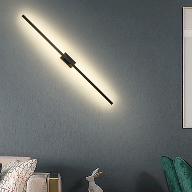 Minimalisme rotatif Ligne LED lampe murale contemporain Long Strip Strip acrylique Lalls d'applications en noir