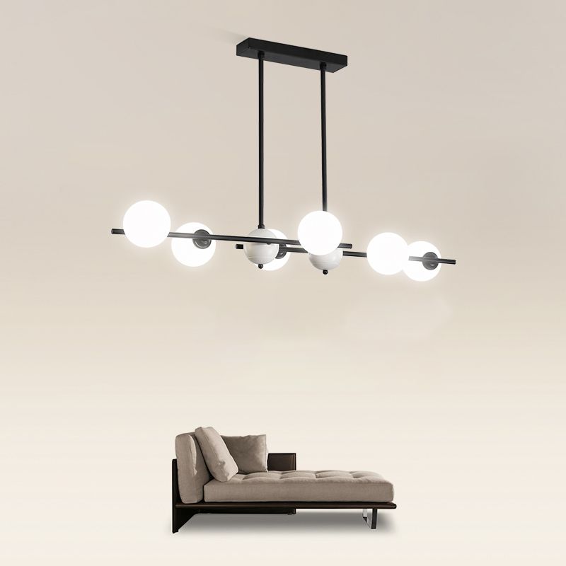 Modern Style Spherical Shape Island Lights Glass 6 Light Island Lighting in Black