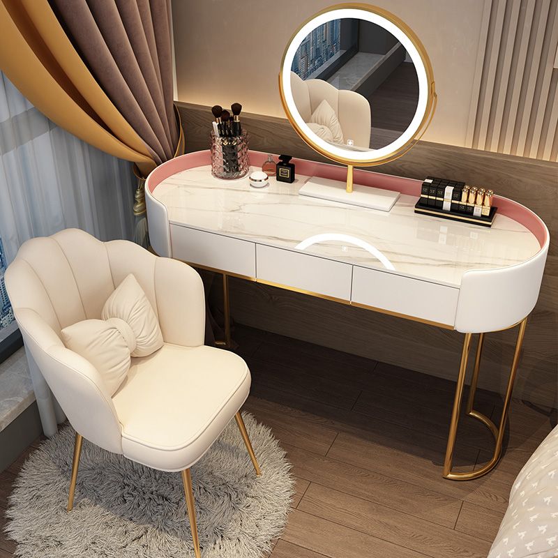 Standing Makeup Vanity Desk Lighted Mirror Makeup Vanity Set with Drawer