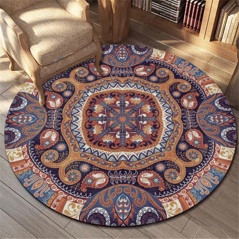 Bohemian Living Room Area Carpet Purple Polyester Area Rug American Pattern Anti-Slip Rug