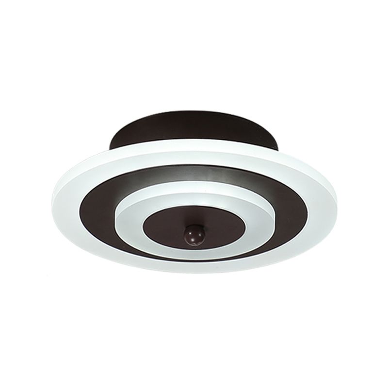 Lámpara de techo pequeña redonda/cuadrada estilo simple acrílico blanco/café LED empotrado en luz blanca/cálida para pasillo