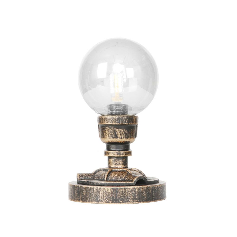 1 Light Light/Amber Glass Desk Lampada Vintage Vintage Bronzo Globe Bronzo Ombra del soggiorno Luce con base