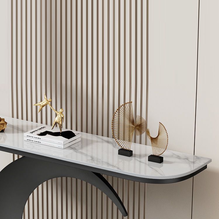 Contemporary Console Table Antique Finish Half Moon Console Sofa Table