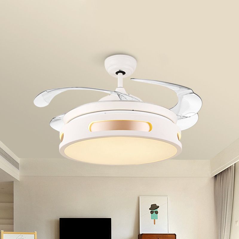 Lampada semifulta da tamburi acrilici da 16 "Lampada a filo modernista LAMP ANCOFINA LED BUIETTO LED con 4 lame