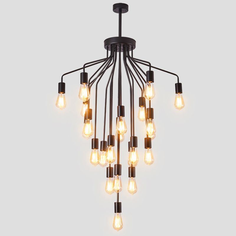 Luz de lámpara de araña expuesta iluminación colgante de metal industrial para restaurante