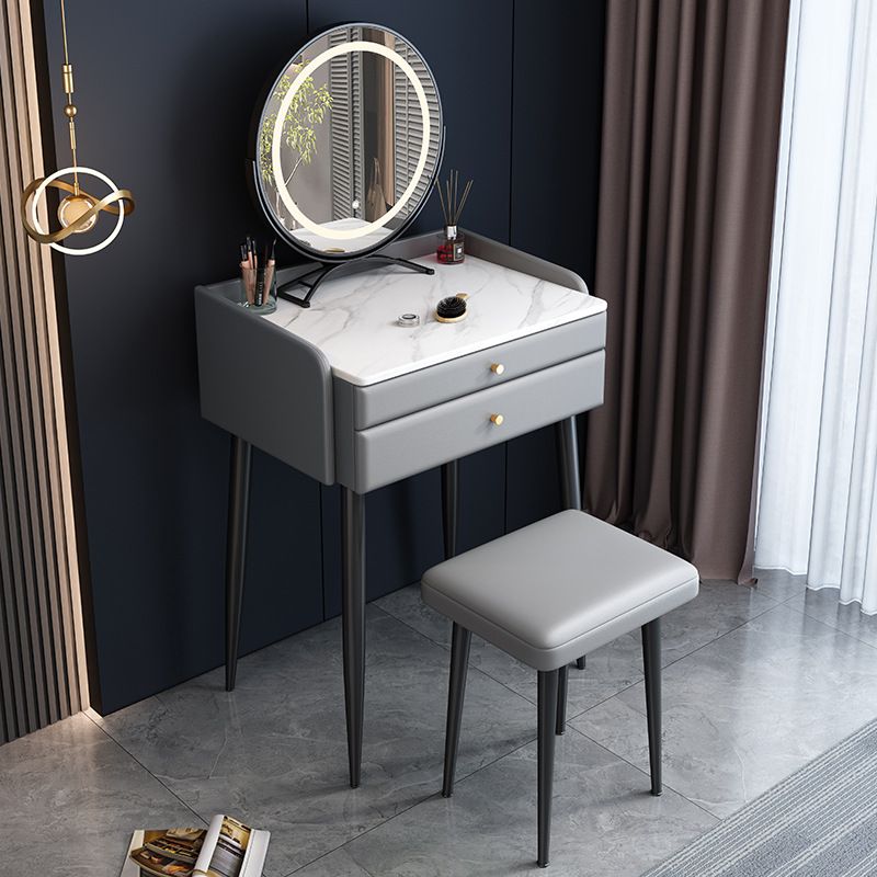2 Drawer & Jewelry Makeup Vanity Desk Modern Straight Feet Dresser