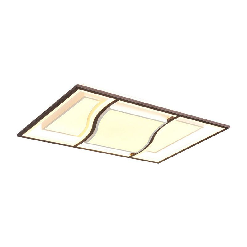 Geometric Living Room LED Flush Mount Acrylic Modern Flushmount Ceiling Light in Coffee