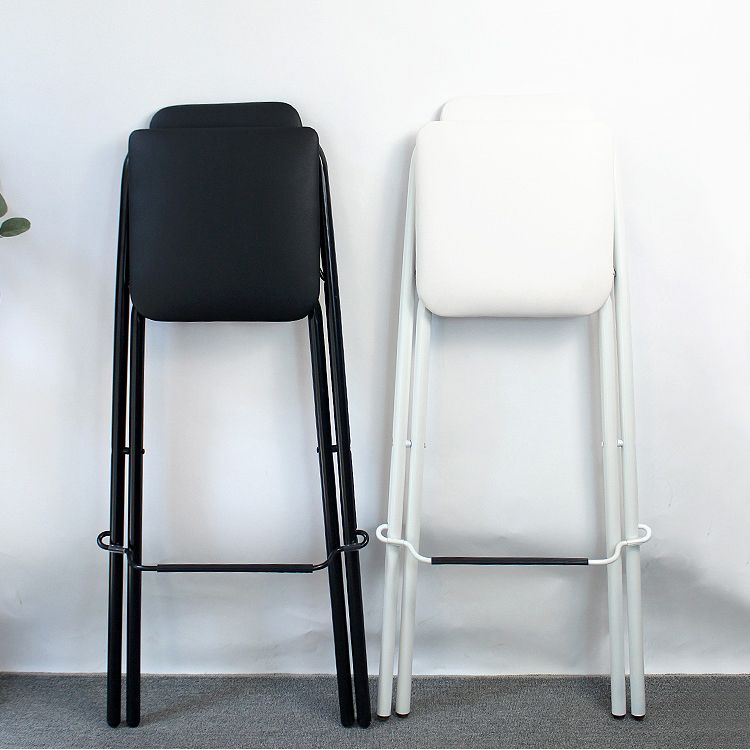 Taburete de bar plegable con respaldo moderno, taburete de bar de hierro para balcón con reposapiés