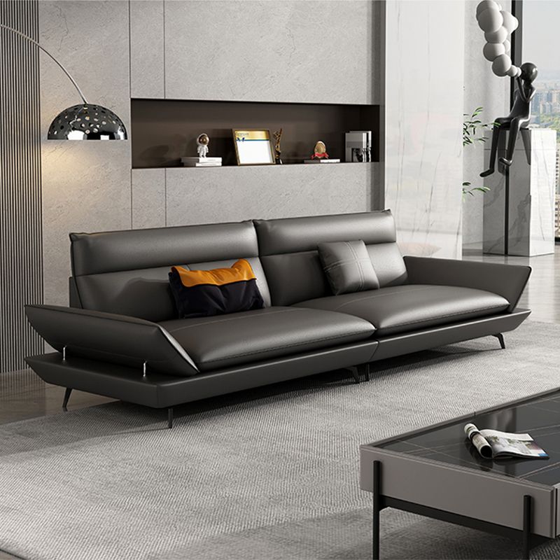 Black Flared Arm Sofa Contemporary Standard Sofa for Living Room