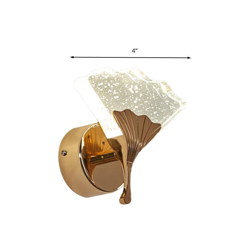 Ginkgo Bedroom Wall Sconce Light Vintage Bubble Crystal 1/2 Heads Gold LED Wall Lighting in Warm/White Light