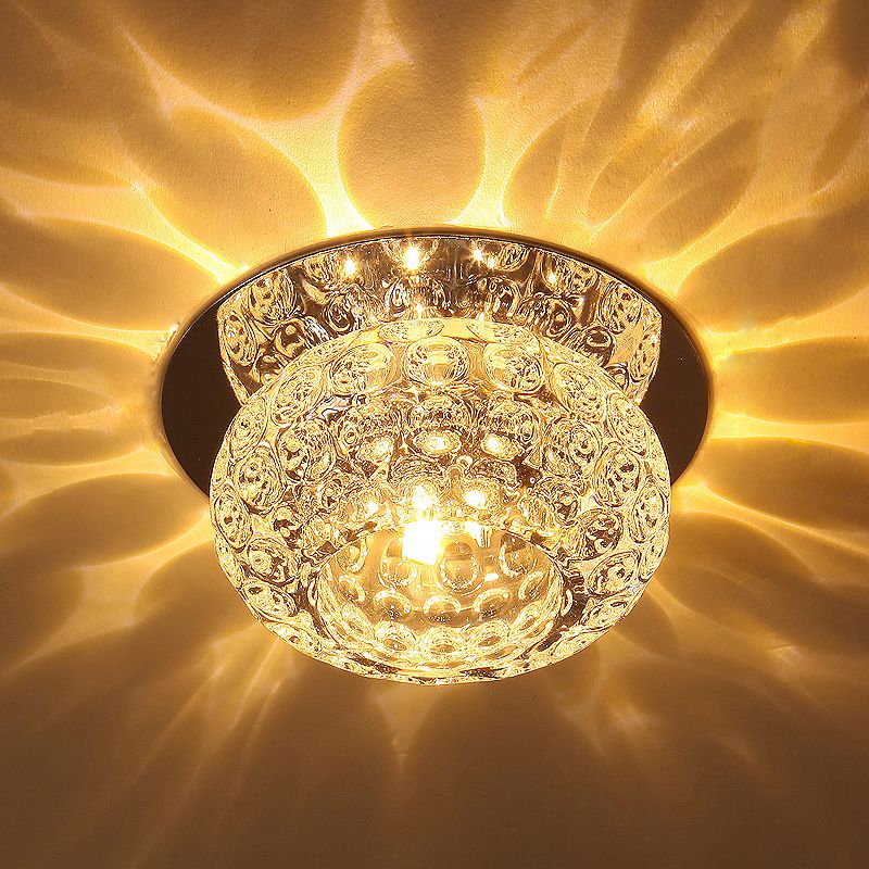 Doughnut Corridor LED Flush Mount Lighting Clear K9 Crystal Simplicity Flush Mount Ceiling Light