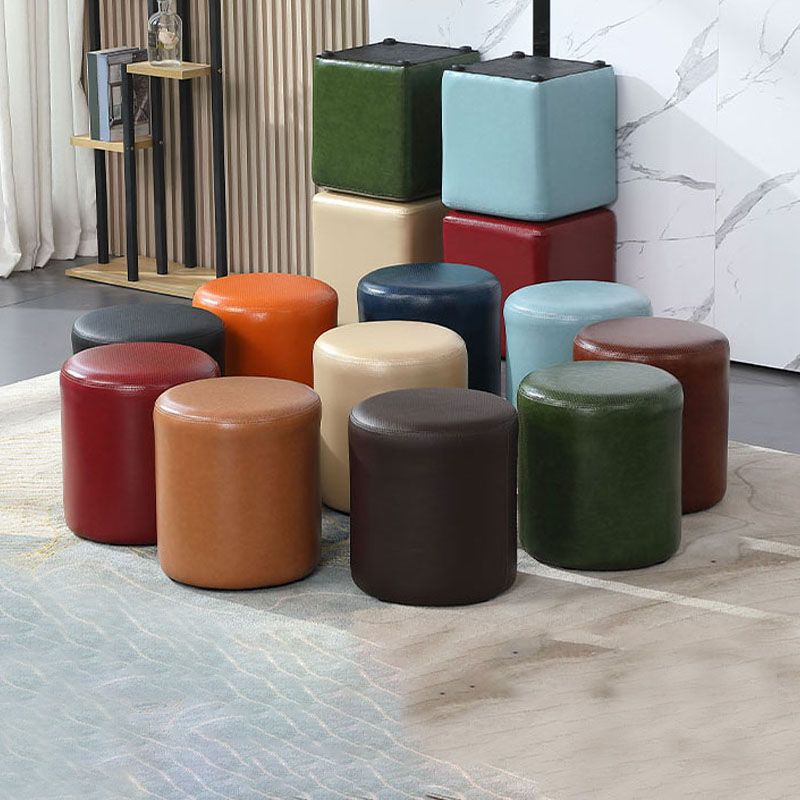 Orange Modern Pouf Water Resistant Solid Color Round Pouf for Drawing Room