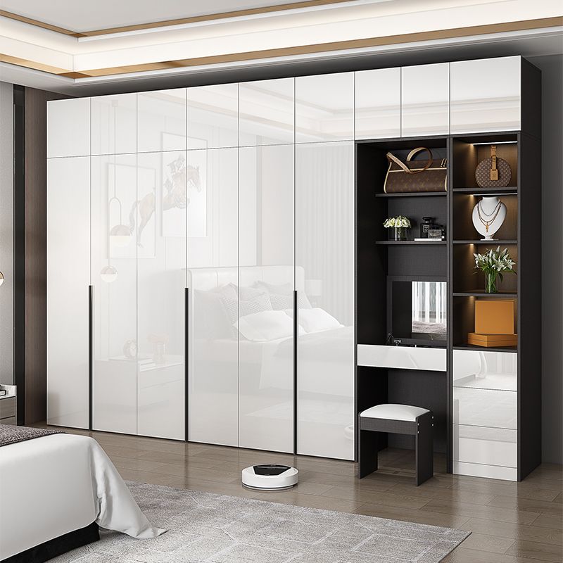 Engineered Wood Wardrobe Armoire Contemporary Storage Cabinet