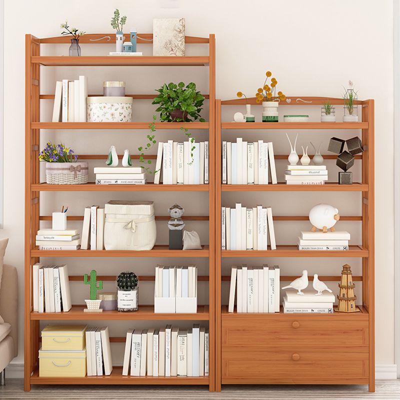 Standard Bamboo Bookshelf Contemporary Brown Open Shelf Bookcase