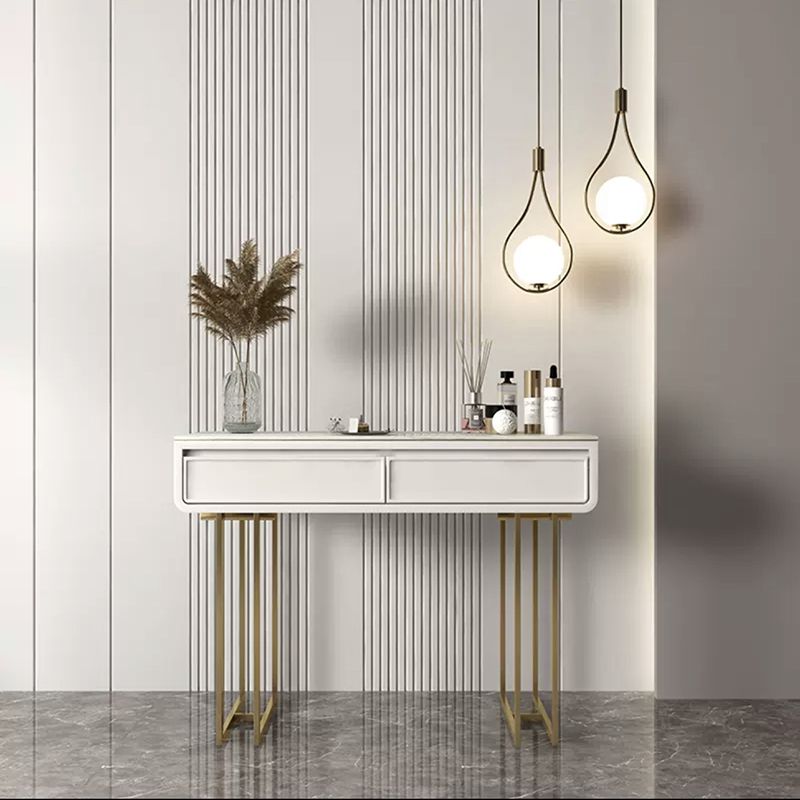 Glam Style White Gold Dresser Bedroom with Drawer Standing Make-up Vanity