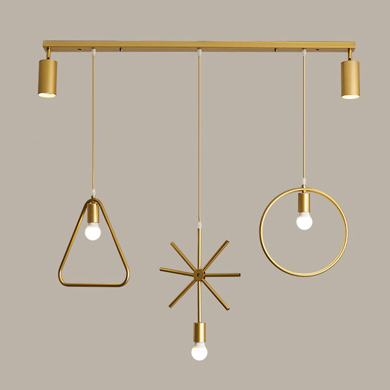 3 Light Cylinder Island Light Modern Metal Island Light Fixture in Gold