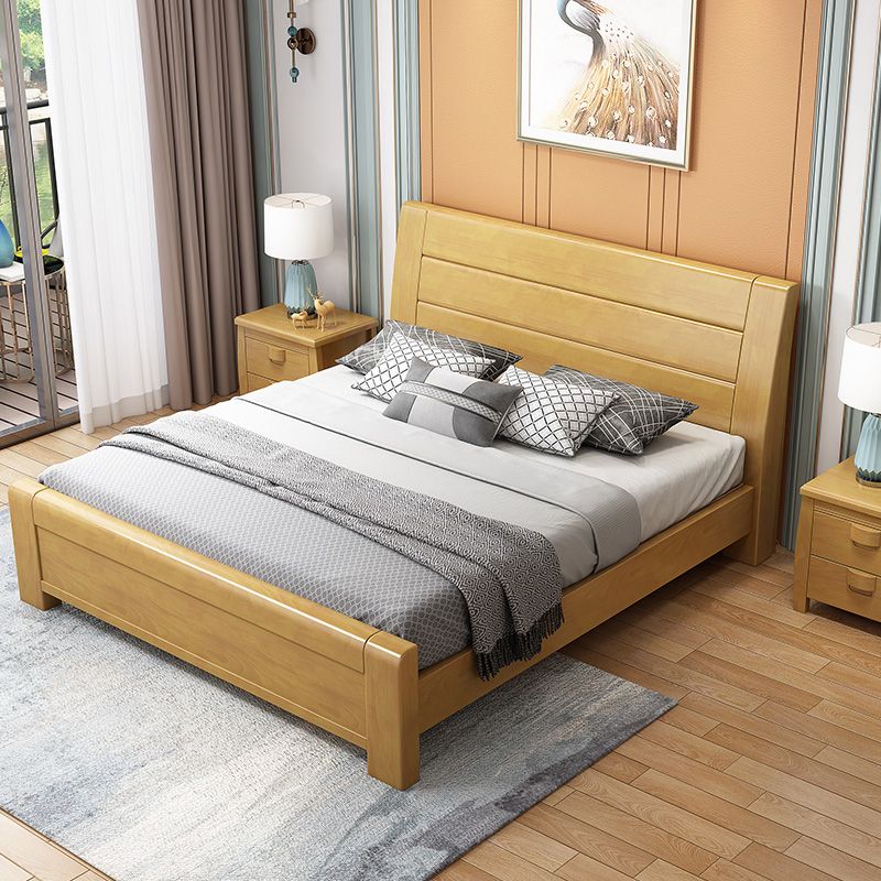 Traditional Pine Wood with Headboard Rectangular Panel Standard Bed