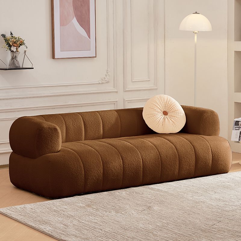 Recessed Arm Wool Sofa Scandinavian 23.6" High Sofa with Pillows